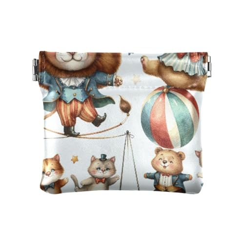 Funny Animals Coin Purse Leather Pouch Change Purse, Squeeze Coin Pouch for Cards, Keys & Lipsticks, Unisex