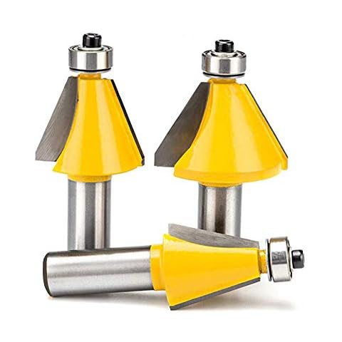 3 Pcs 1/2" Shank Chamfer Router Bits, Chamfer & Bevel Edge Forming Router Bit Set Angle Bit Set Hand Held Router Chamfer Cutter Tool, 15/22.5/30 Degree Lock Miter Bit Cover