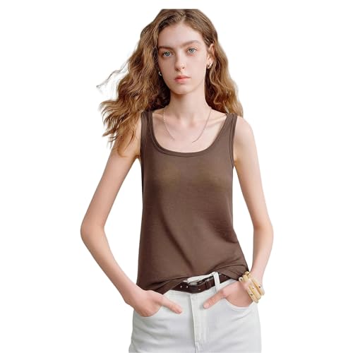 Top de canalé ancho para mujer GUOYUXIAO con escote en U