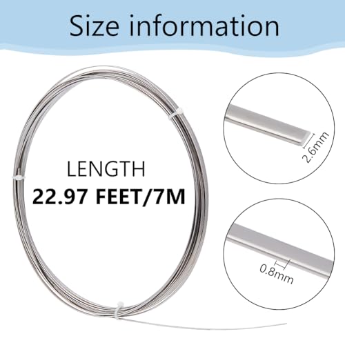 BENECREAT 21 Gauge 0.8mm Stainless Steel Flat Wire, 7m/23 Feet 2.6mm Wide Metal Craft for Jewellery Making Resin Bezel Frame - Image 2