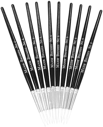 Major Brushes Sable Substitute Size 6 Paint Brushes - Pack of 10
