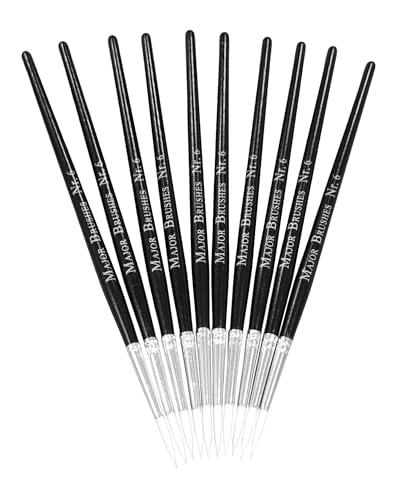 Image of Major Brushes Sable Substitute Size 6 Paint Brushes - Pack of 10