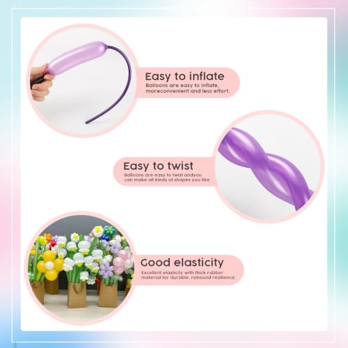 Image of 260 Balloons - Pearl Purple Long Balloons for Balloon Arch & Party Decor