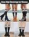 Senker Fashion Knee High Socks for Women, Cotton White Long Tube Sock Black Stockings Striped for Boot Outdoor Sport