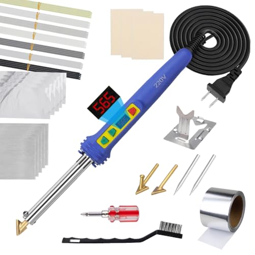 Image of Plastic Welding Kit Deluxe -UL Certified LED Digital Adjustable Temperature Plastic Welder 100W Iron- Professional Grade Plastic Repair Kit for Automotive Car Bumper, Toy, Kayak, Tank Repair