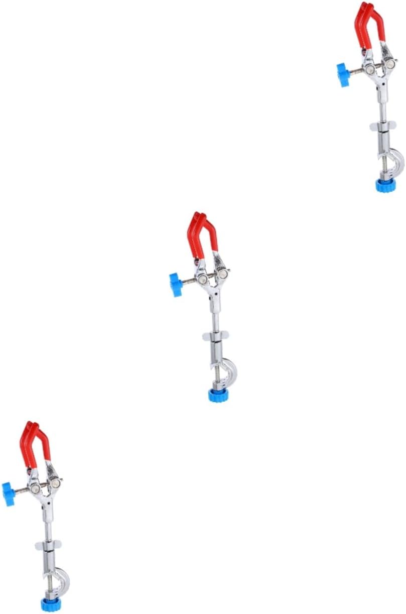 Unomor 3pcs Laboratory Prong Finger Clamp Adjustable Jaw Clip Non- Grip for Flask and Tube Support for Condensation and Titration Experiments