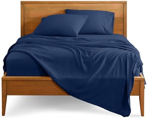 Bare Home Queen Sheet Set - 1800 Ultra-Soft Microfiber Queen Bed Sheets - Double Brushed - Deep Pockets - Easy Fit - 4 Piece Set - Bedding Sheets & Pillowcases (Queen, Dark Blue)