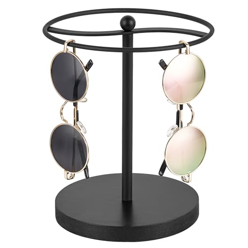 Mkono Sunglasses Organizer Glasses Holder Stand Sunglass Storage Display Eyeglasses Rack for up to 12 Pairs of Eyewear Glasses for Table Dresser Desk Countertop Bedroom (1, Black)