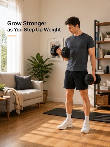 Image of FEIERDUN Adjustable Dumbbell Set, Weight Set for Home Gym, 5 /10-in-1 Free Weight Adjustable Dumbbells, Single Hand Twist Adjust with Non-Slip Handles, 90% Space Saving Strength Training for both Men&Women