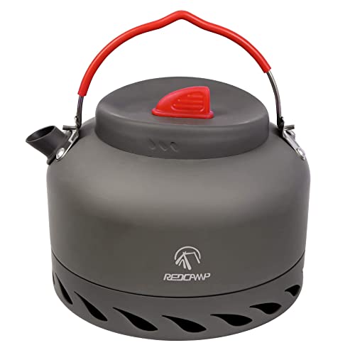 Redcamp 1.4L Outdoor Camping Kettle With Heat Exchanger, Aluminum Camp Tea Kettle With Carrying Bag, Compact Lightweight Coffee Pot #TOP7