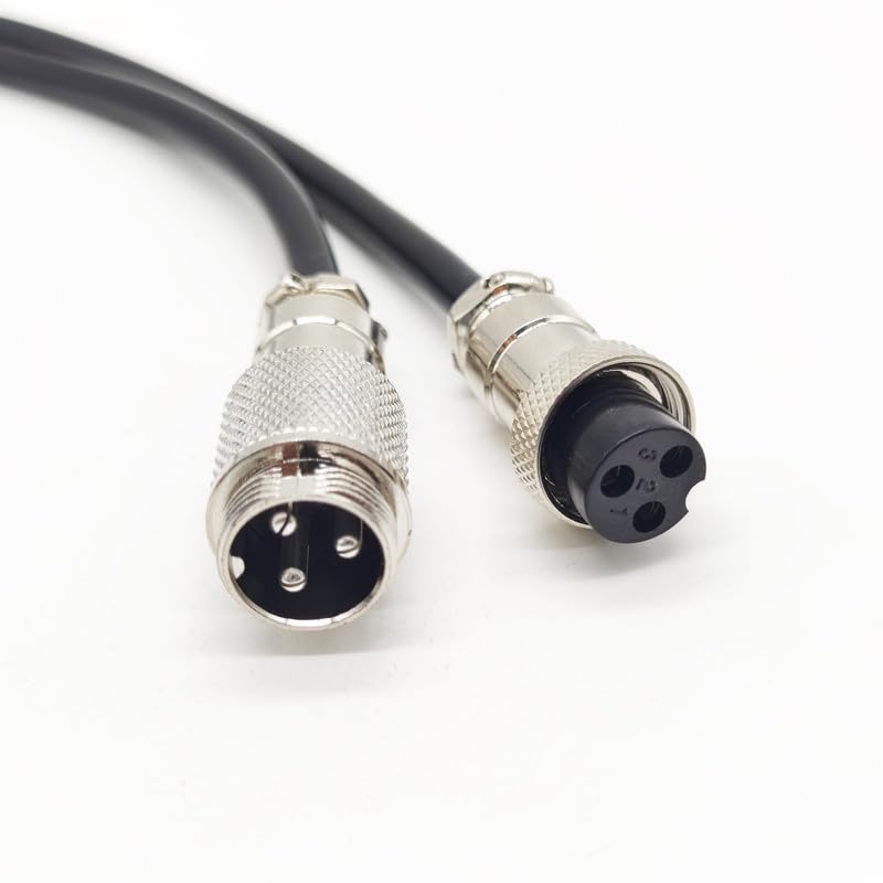 16.4 ft GX20 3 polig Mann zum weiblichen Kopf Luftfahrt Kabel, GX20 3Pins Weiblich zum männlichen Stecker Elektrische Kabel Panel Mount Kreismetall Luftfahrt Adapter Kabel für Schiffe 15AWG (5meter)
