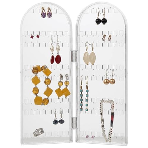 KASESSS Organizador Joyas de Acrílico, Organizador Pendientes, Transparente Plegable Expositor Pendientes, Portátil Organizador de Pendientes de 184 Agujeros para Tiendas o Hogar Mujeres y Niñas