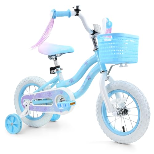 Image of bicystar Girls Bike Ages 2-8, 12-18 Inch with Training Wheels, Pink /Blue