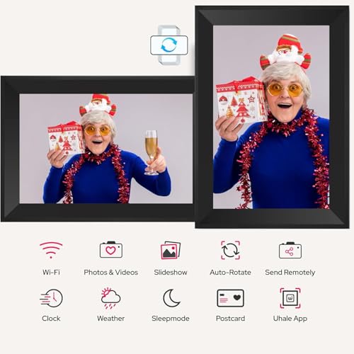 Uhale Digital Picture Frame 10.1 inch IPS Touch Screen Digital Photo Frame WiFi Enabled丨Wall Mountable丨Auto-Rotate Send Best Wishes via “Uhale ”App-for Families&Friends or Grandparents Gift
