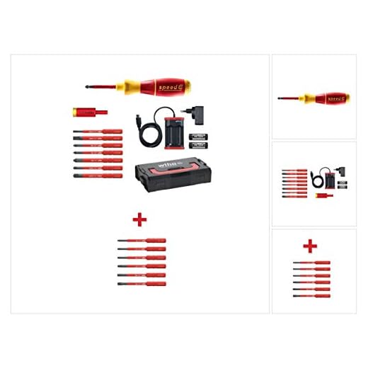 Wiha speedE® elektronischer Schraubendreher - Set 2 in L-Box - 13-teilig mit 2x 1,5 Ah Akku und Ladegerät + Bits und TorqueAdapter (41912) + Bit Set slimBit Torx 6 - teilig (42210)