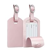 Fintie Etiquetas de Equipaje [Paquete de 2] de Material Sintético con Cubierta de Identificación de Nombre para Maleta, Oro Rosa
