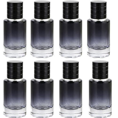 Glass Perfume Bottle Empty Refillable 8Pack 50ml Gradient BlueTravel Perfume Spray Atomizer Bottle Perfume Fine Mist Spray Perfume Bottle Atomizer Container with Sprayer Applicator (Cylinder Blue)