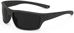 Óculos de Sol Esportivo Masculino, Polarizado, Proteção UV400, Armação Preta, Para Pesca