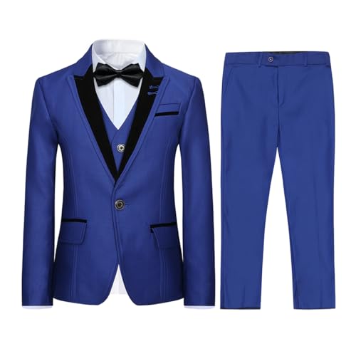 Jungen Kostüm 3-teilig Klassisch Slim Fit Hochzeitsanzug Tuxedo Jacke Hose...