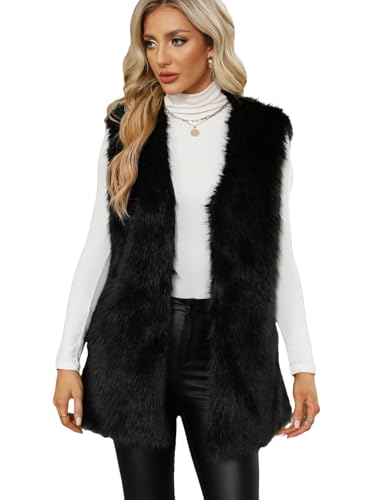 Chaleco de piel sintética elegante con cuello en V para mujer moderna