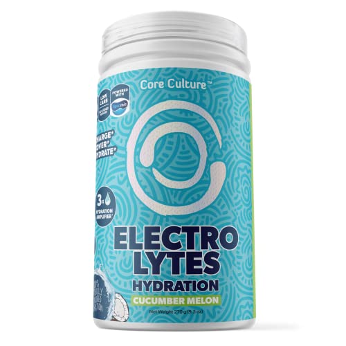 Core Culture Cucumber Melon Electrolytes Powder - Refreshing Rapid Hydration Electrolyte Drink Mix To Recover & Recharge - Naturally Sweetened, Keto Electrolytes Powder No Sugar, 10 Cals - 45 Servings #TOP20