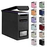 BALEINE File Organizer Box with Lid, Collapsible File Folder Organizer with Plastic Slide, Hanging File Folder Box for Office Document Storage (1 Pack, Black, S)