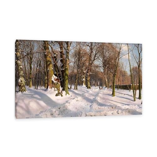 Peinture paysage de neige Peder Monsted pour agrandir visuellement un salon et créer du calme