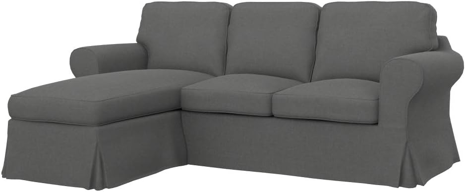 Soferia Replacement Compatible Cover for Ektorp 2-Seat Sofa with Chaise Longue, Fabric Majestic Velvet Grey
