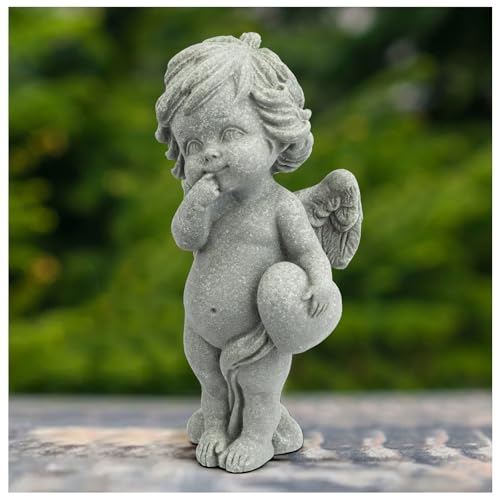Pequeña estatua de ángel querubín de arenisca