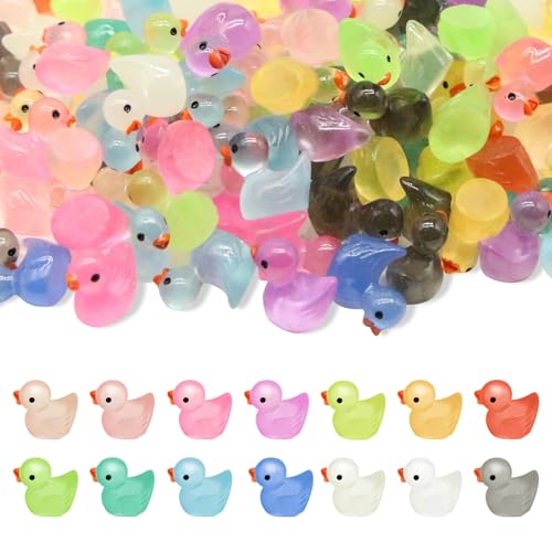CYUXING 120 pezzi di piccoli animali in resina luminosi, anatre, sfusi, accessori da giardino che brillano al buio, decorazioni per acquari, artigianato, figure per ufficio, casa, aula
