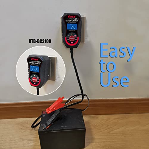 KATBO 2Amp Battery Charger, battery Maintainer 6V 12V, car battery charger, trickle charger for Car battery, Motorcycles, Lawn Tractors, Marine AGM, GEL, SLA,WET - Image 8
