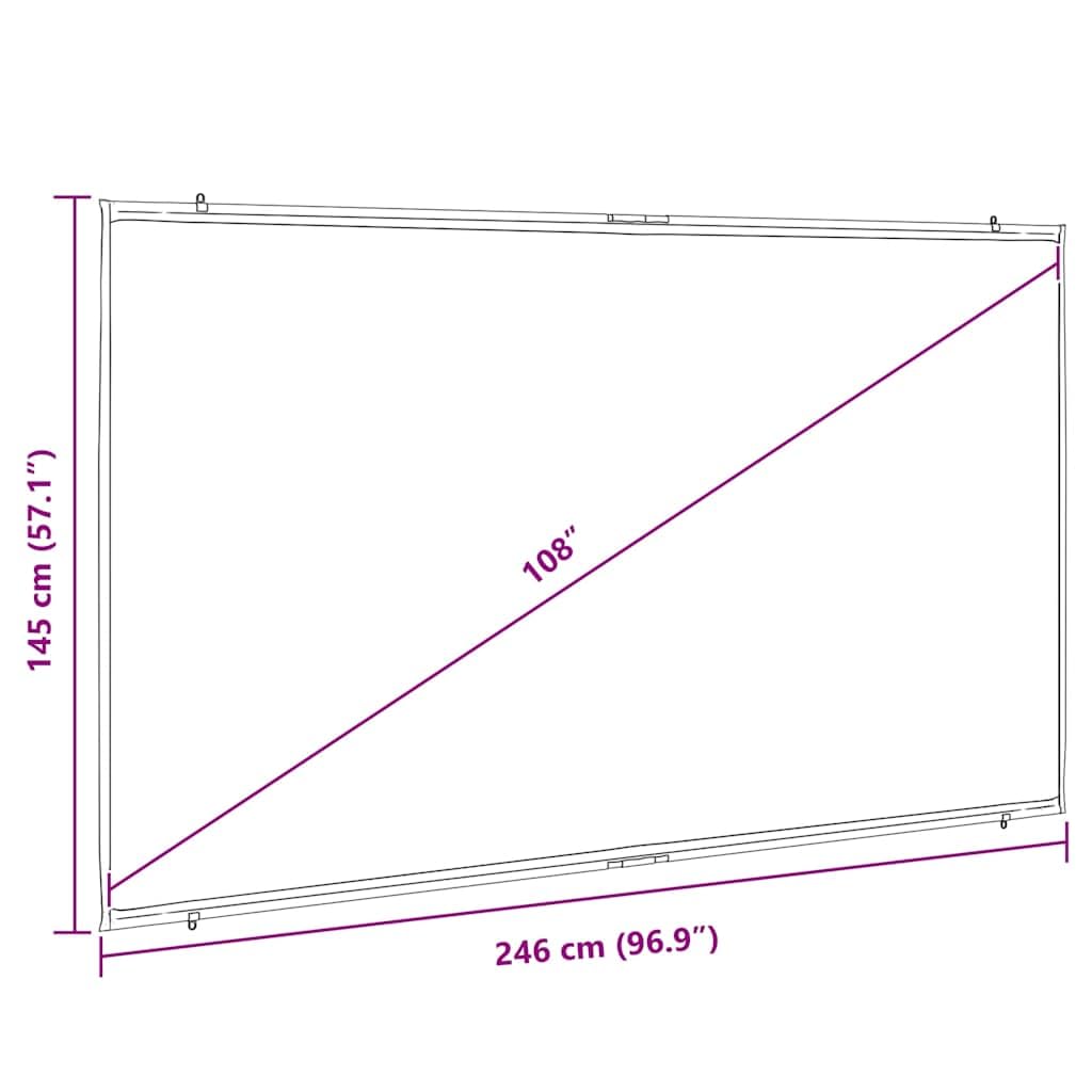 Projektionsleinwand, 108 Zoll, 16:9, Leinwand, Polyester, mit Eisenrahmen