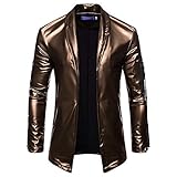 DAMAITS Pu Lederjacken Für Herren - Mode Pu Lederjacke Herren Motorradjacke Slim Fit Jacke Herren Casual Street Biker Mantel Plissee Design Business Mantel,Gold,Asiatisch XXL is Eur L