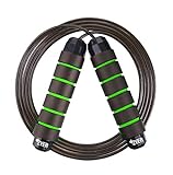 Zver Speed Skipping Rope With Ball Bearings and Memory Foam Handles, Adjustable Jump Rope for Men Women and Kids, Tangle-Free for Keeping Slim Body, Endurance Training, Fitness Workouts, Cardio Jumping Exercise (Green)