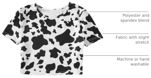 Image of Floerns Girls Summer Print Short Sleeve Round Neck Crop Tops Tee Shirts