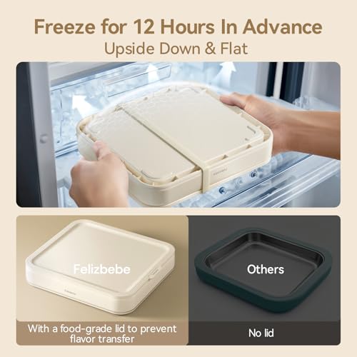 Image of Rolled Ice Cream Maker, Felizbebe Instant Ice Cream Roller Tray with Lid and 2 Spatulas, Food Grade Premium Stainless Steel Cold Plate No-electricity for Fun Family Activities, DIY Parent-Child Time