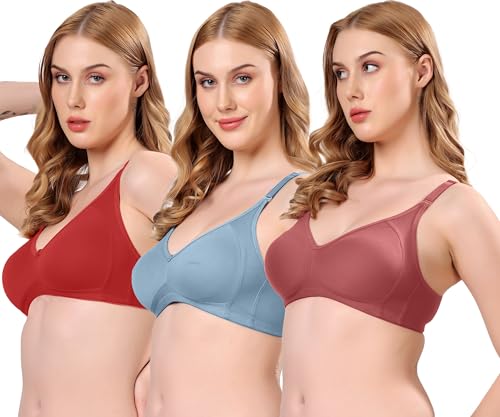 Image of London Hills Regular Bra for Women Everyday Non Padded Wire Free Full Coverage Cotton Blend
