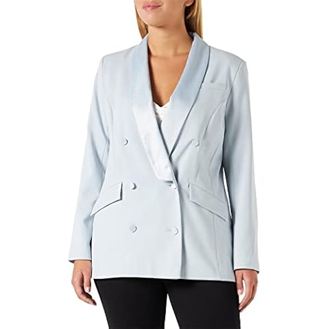 Amazon Brand - TRUTH & FABLE Women's Longline Dress Jacket, Blue (Light Blue), 18, Label:XXL Cover