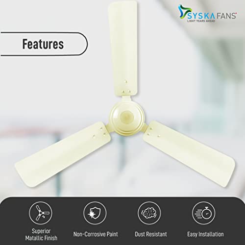 Image of Syska Powertec SFR500-5 Star BLDC Rated BEE Certified Energy Efficient 30 Watt High Speed Fan 1200MM (IVORY)