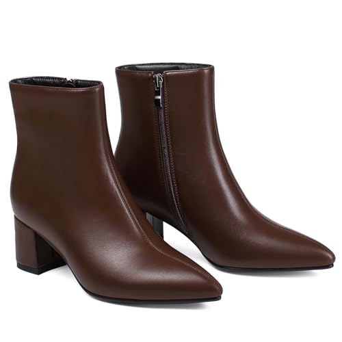 Women's Ankle Boots Pointed Toe Chunky Block Heel Short Boots for Women Low Heeled Booties2