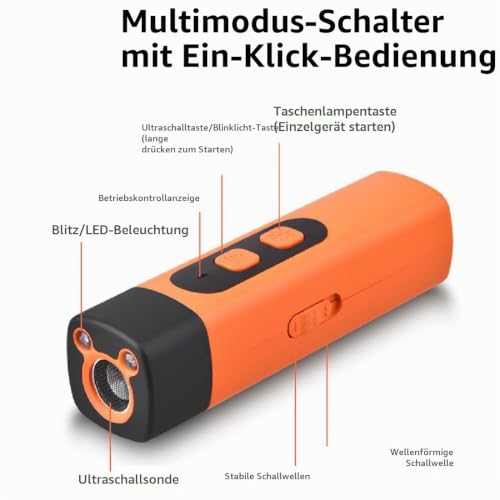 Ruhemeister Pro - Schonendes Ultraschall, Ruhemeister Hund, Ultraschall Hundegebell, Ultraschall Antibell Gerät mit 3 Einstellbaren Frequenzen LED-Taschenlampe Bellen Stopper für Hunde, Haustiere