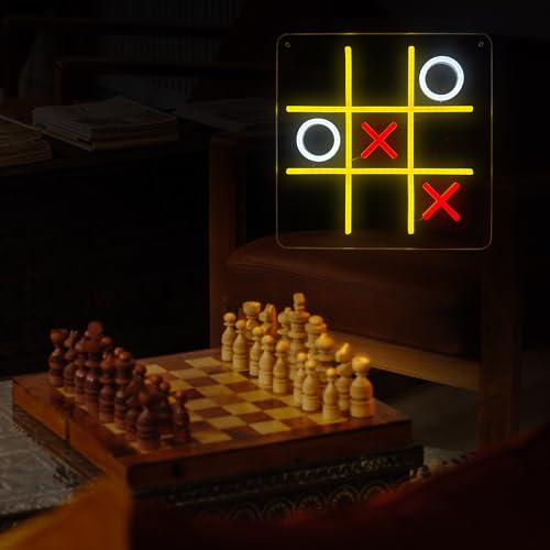 Image of Chessboard Neon Sign, Chess Game LED Sign Night for Game Room Wall Art, Playing Chess Light Up Sign for Beer Bars, Offices, Clubs, Man Caves, Pubs and Bedrooms