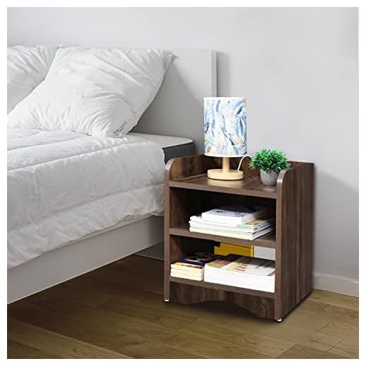 ABOUT SPACE Wooden Side Table - Night Stand & End Table Organiser - 2 Tier Shelf Space Saver Storage Organizer - Bedside Furniture for Bedroom,Living Room,Hallway(L 40 x B 30 x H 46 cm, Walnut)