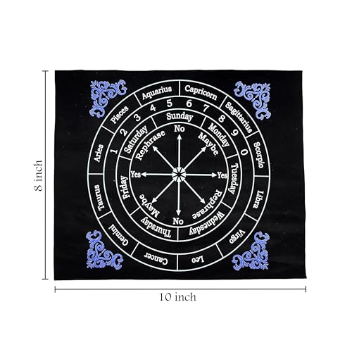 Image of Dowsing Fabric Pad with Rudraksh Pendulum| Size 10 x 8 Inch | Energy Work Mat for Pendulum Reading | Velvet Pendulum Divination Mat