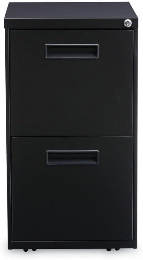 Alera PAFFBL Two-Drawer Metal Pedestal File, 14 7/8w X 19-1/8d X 27-3/4h, Black