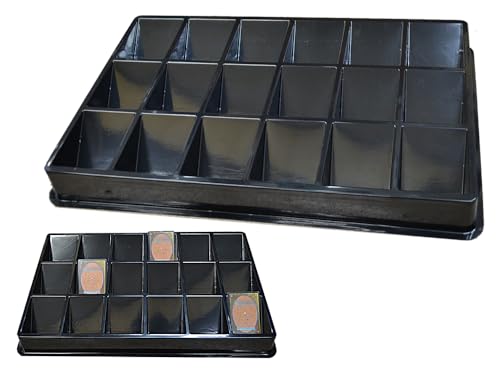 【エムティ】PET製 仕分け トレイ 18ソート 黒 W510xH50xD335mm 1個入（トレカ/小物/アクセサリー/部品 など展示、区分け）（CST-B01）