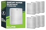 Alpine Sanitary Napkin Receptacle – 6 pack Wall Mounted Tampon Holder For Bathroom Provides Clean & Odor-Free Restroom for Home, Office & Public Restrooms (Stainless steel)