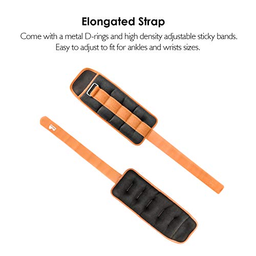 REEHUT Ankle Weights Set 6 lbs (1 Pair) for Women, Men and Kids, Wrist Arm Leg Weight for Fitness, Exercise, Walking, Jogging, Gymnastics, Aerobics, Gym - Orange - 3 lbs Each - Thumbnail 2