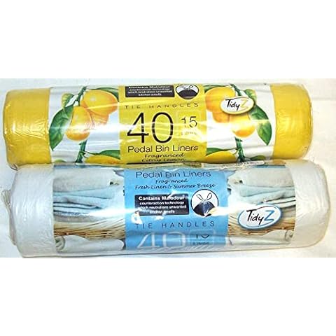 Tidyz Scented Pedal Bin Liners With Tie Handles XL 15 Litres per Bag,Pack of 2 Cover