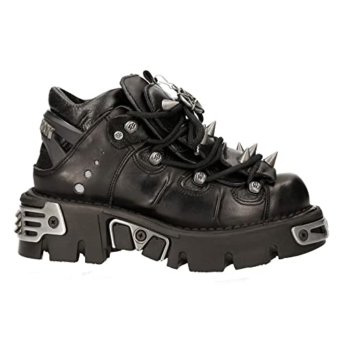New Rock Women's 110-S1 Bootie Metal Spikes Goth Punk Laced - Black 4 Us #TOP3